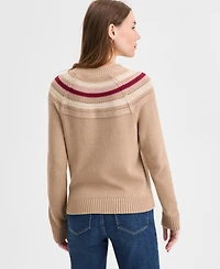 Nautica Jeans Women's Striped Yoke Crewneck Sweater