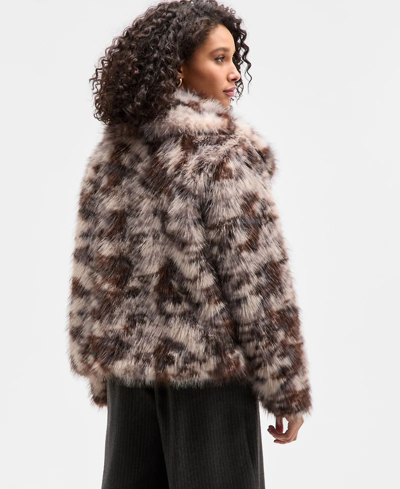 Bar Iii Women's Calico Faux-Fur Jacket, Macy's Exclusive