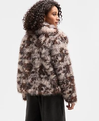 Bar Iii Women's Calico Faux-Fur Jacket, Macy's Exclusive