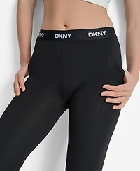 Dkny Women's Logo Elastic High-Waist Flare Pants