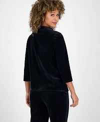 Kasper Petite Velvet Embellished Wrap Top