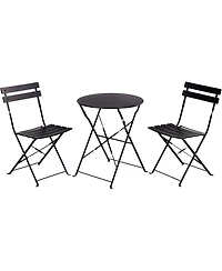3-Piece Bistro Set, Folding Outdoor Patio Furniture Set with 2 Powder-Coated Steel Chairs & 1 Table, Space-Saving, Rust-Resistant, Heavy-Duty 330lbs C