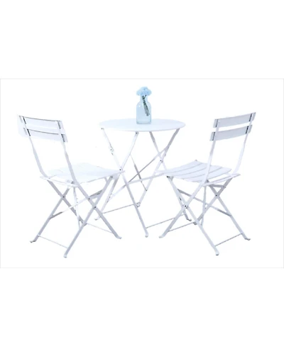 3-Piece Bistro Set, Folding Outdoor Patio Furniture Set with 2 Powder-Coated Steel Chairs & 1 Table