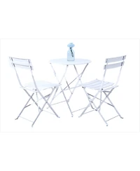3-Piece Bistro Set, Folding Outdoor Patio Furniture Set with 2 Powder-Coated Steel Chairs & 1 Table