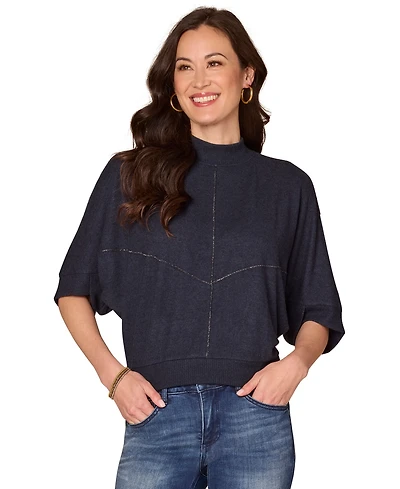 Democracy Women's Dolman Sleeve Mock Neck Top