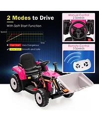 Kids Ride On Excavator Digger 12V Electric Tractor Rc w/ Digging Bucket
