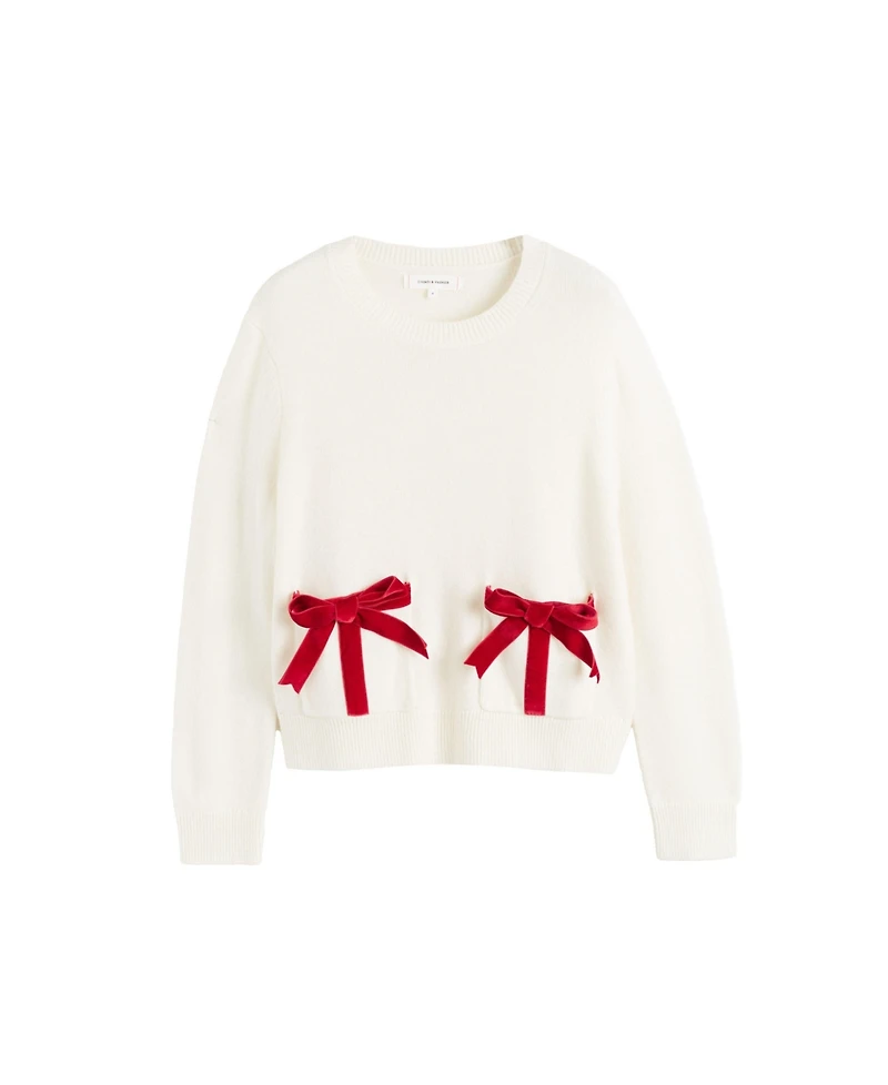 Chinti & Parker Women's Wool-Cashmere Velvet Bow Sweater