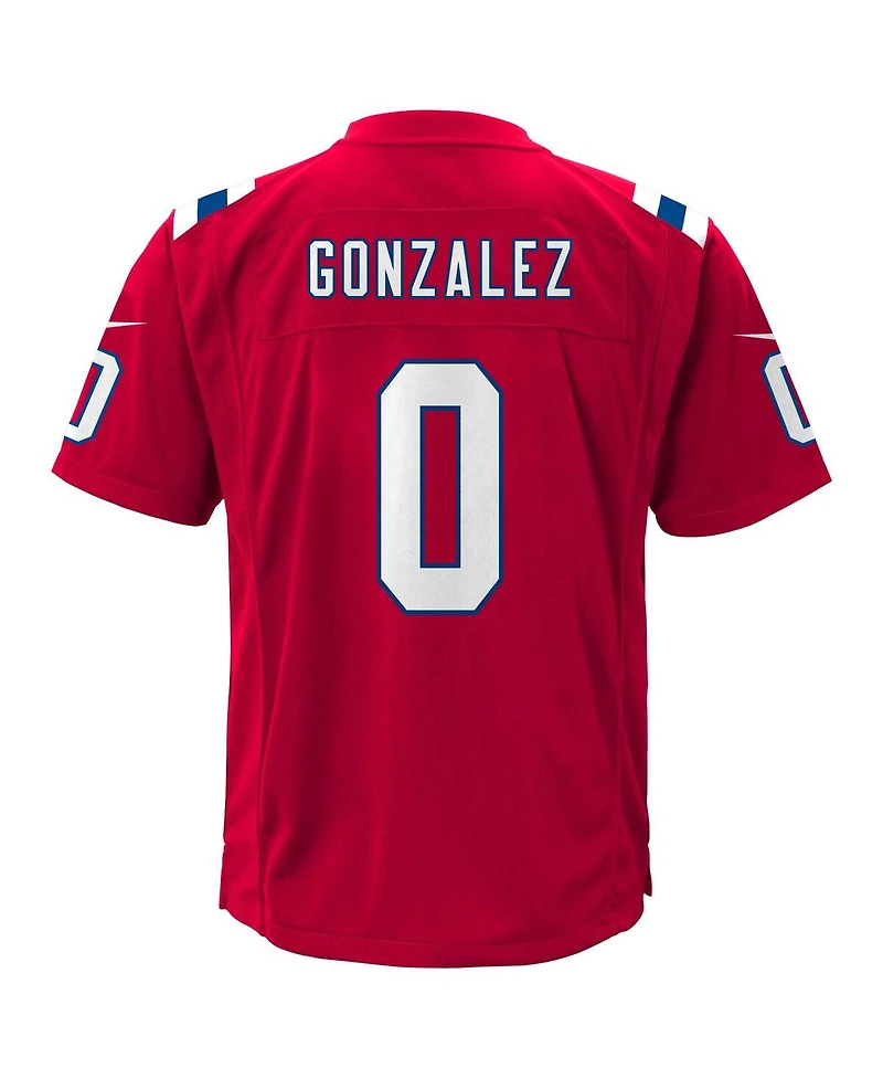 Nike Big Boys and Girls Christian Gonzalez Red New England Patriots Alternate Game Jersey