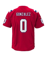 Nike Big Boys and Girls Christian Gonzalez Red New England Patriots Alternate Game Jersey