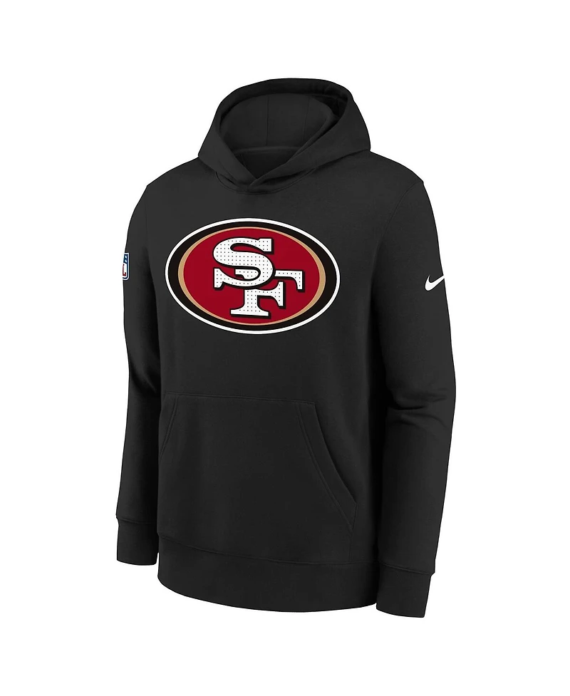 Nike Big Boys and Girls Black San Francisco 49ers Sideline Club Fleece Hoodie