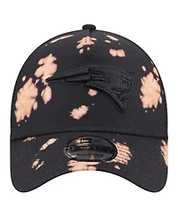New Era Men's Black New England Patriots Bleached 9FORTY A-Frame Adjustable Hat