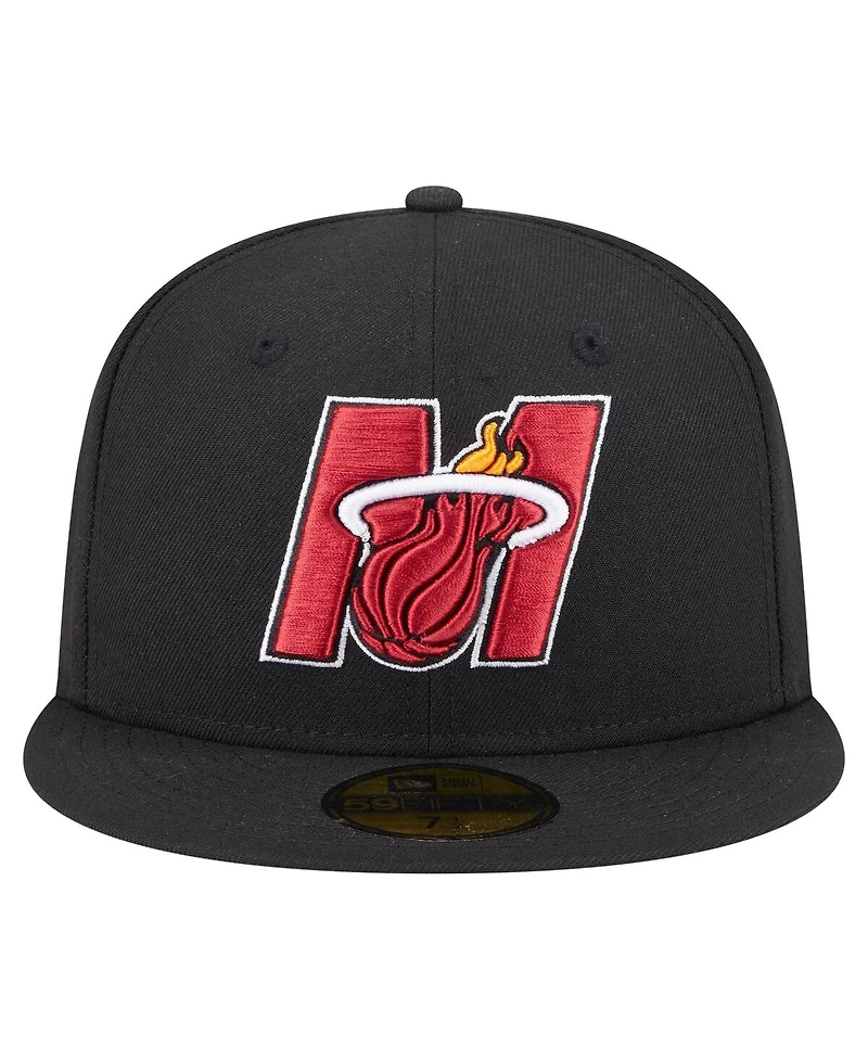 New Era Men's Black Miami Heat Deceptor 59FIFTY Fitted Hat