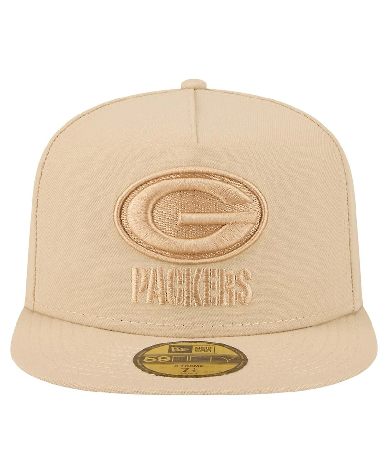 New Era Men's Light Beige Green Bay Packers Color Pack A-Frame 59FIFTY Fitted Hat