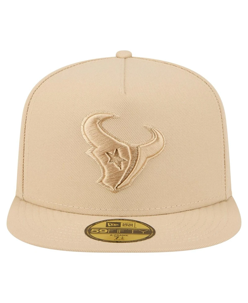 New Era Men's Light Beige Houston Texans Color Pack A-Frame 59FIFTY Fitted Hat