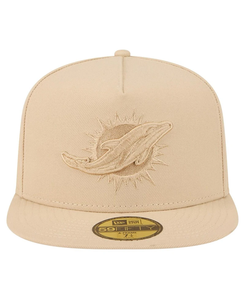 New Era Men's Light Beige Miami Dolphins Color Pack A-Frame 59FIFTY Fitted Hat