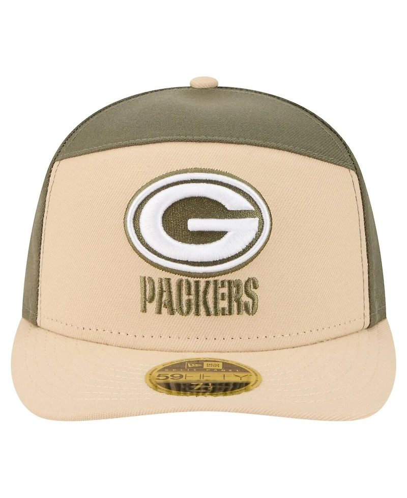 New Era Men's Light Beige/Olive Green Bay Packers Two-Tone Color Pack Split Panel 59FIFTY Fitted Hat