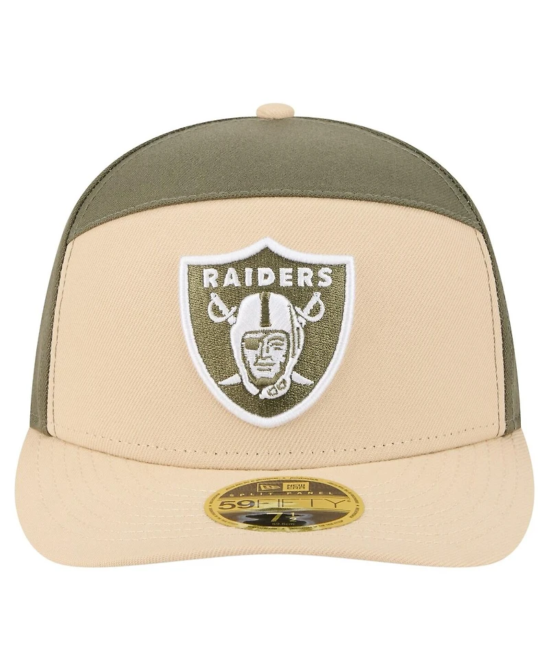 New Era Men's Light Beige/Olive Las Vegas Raiders Two-Tone Color Pack Split Panel 59FIFTY Fitted Hat