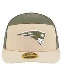 New Era Men's Light Beige/Olive England Patriots Two-Tone Color Pack Split Panel 59FIFTY Fitted Hat