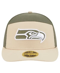 New Era Men's Light Beige/Olive Seattle Seahawks Two-Tone Color Pack Split Panel 59FIFTY Fitted Hat