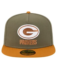 New Era Men's Olive/Brown Green Bay Packers Color Pack A-Frame 59FIFTY Fitted Hat