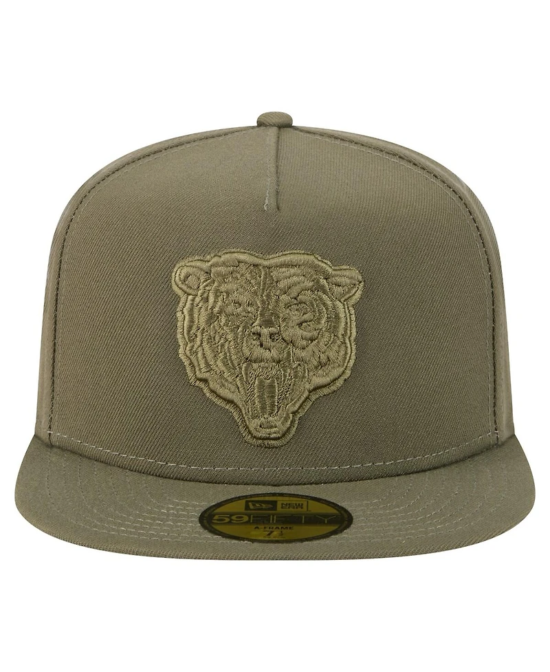 New Era Men's Olive Chicago Bears Color Pack A-Frame 59FIFTY Fitted Hat