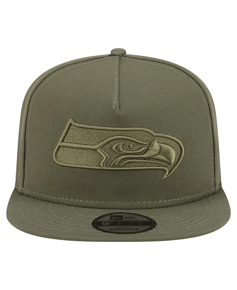 New Era Men's Olive Seattle Seahawks Color Pack A-Frame 9FIFTY Snapback Hat
