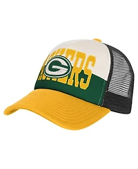 Outerstuff Big Boys and Girls White/Gold Green Bay Packers Modern Fan Trucker Adjustable Hat