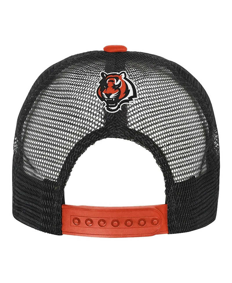 Outerstuff Big Boys and Girls White/Orange Cincinnati Bengals Modern Fan Trucker Adjustable Hat