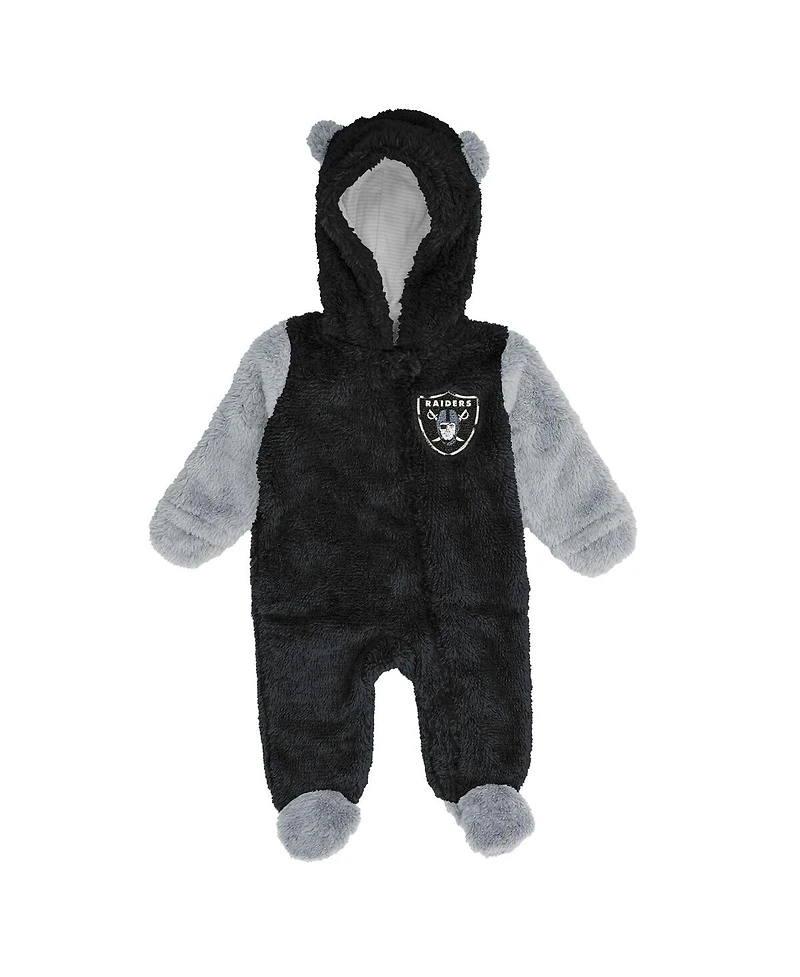 Outerstuff Baby Boys and Girls Black Las Vegas Raiders Stay Napping Fleece Bunting Full-zip Sleeper