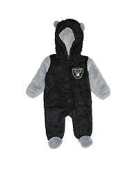 Outerstuff Baby Boys and Girls Black Las Vegas Raiders Stay Napping Fleece Bunting Full-zip Sleeper