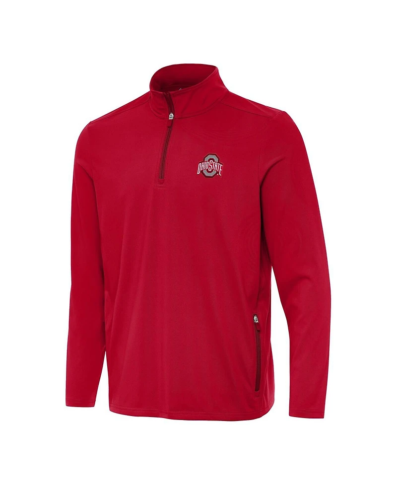 Antigua Men's Scarlet Ohio State Buckeyes Perilous Quarter-Zip Hoodie