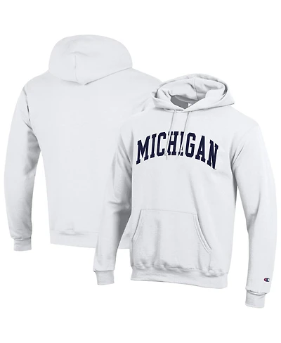 Champion Men's White Michigan Wolverines Basic Arch Fleece Pullover Hoodie