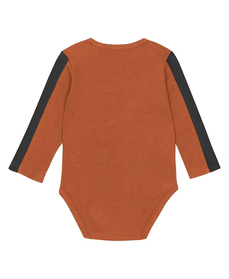 Outerstuff Baby Boys and Girls 3-Piece Orange/Black Texas Longhorns Double Down Creeper Pants Set