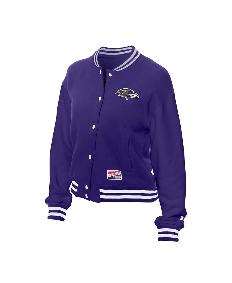 New Era Women's Purple Baltimore Ravens Throwback Fleece Full-Snap Jacket