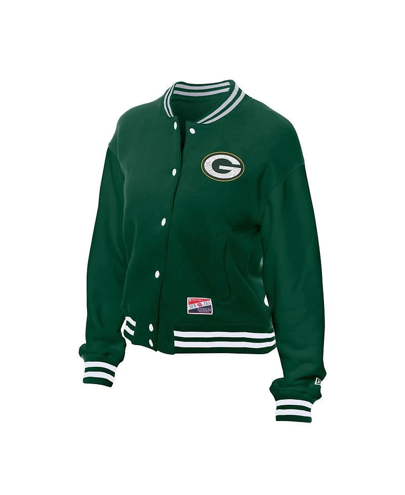New Era Women's Green Bay Packers Throwback Fleece Full-Snap Jacket