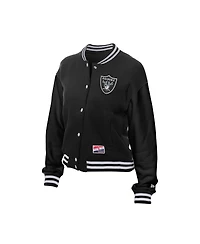 New Era Women's Black Las Vegas Raiders Throwback Fleece Full-Snap Jacket
