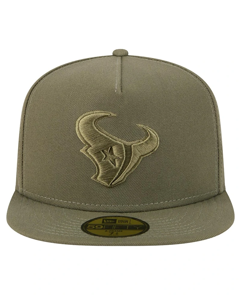 New Era Men's Olive Houston Texans Color Pack A-Frame 59FIFTY Fitted Hat