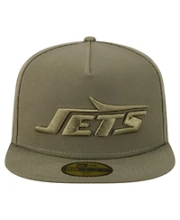 New Era Men's Olive York Jets Color Pack A-Frame 59FIFTY Fitted Hat
