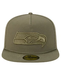 New Era Men's Olive Seattle Seahawks Color Pack A-Frame 59FIFTY Fitted Hat