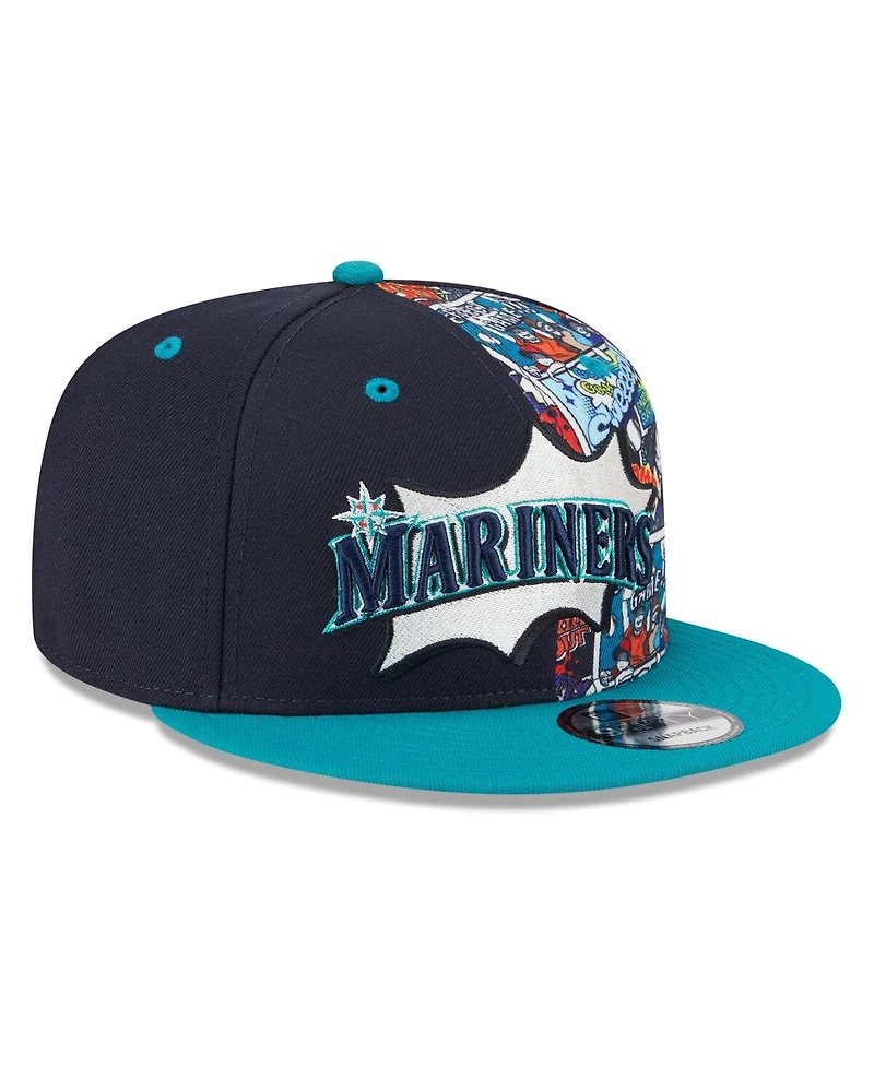 New Era Big Boys and Girls Navy/Teal Seattle Mariners 2025 Mlb Diamond Hero Edition 9FIFTY Snapback Hat