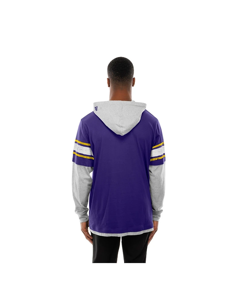 New Era Men's Purple Minnesota Vikings Twofer Layered Long Sleeve Hoodie T-Shirt