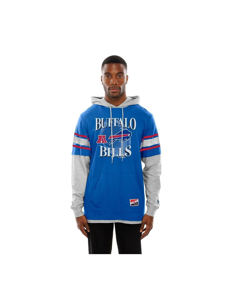New Era Men's Royal Buffalo Bills Twofer Layered Long Sleeve Hoodie T-Shirt