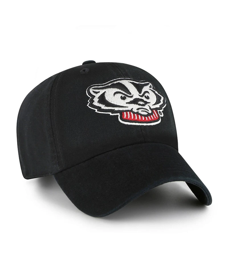 '47 Brand Big Boys and Girls Black Wisconsin Badgers Clean Up Adjustable Hat