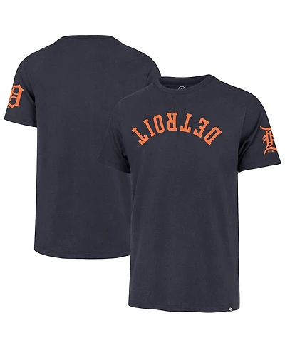 '47 Brand Men's Navy Detroit Tigers Upside Down Two-Peat Franklin T-Shirt