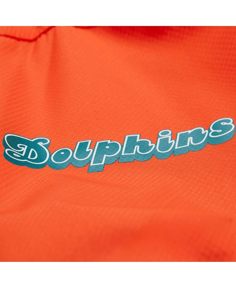 Mitchell & Ness Men's Orange/Aqua Miami Dolphins Tie Breaker Vintage Logo Lightweight Anorak Half-Zip Windbreaker