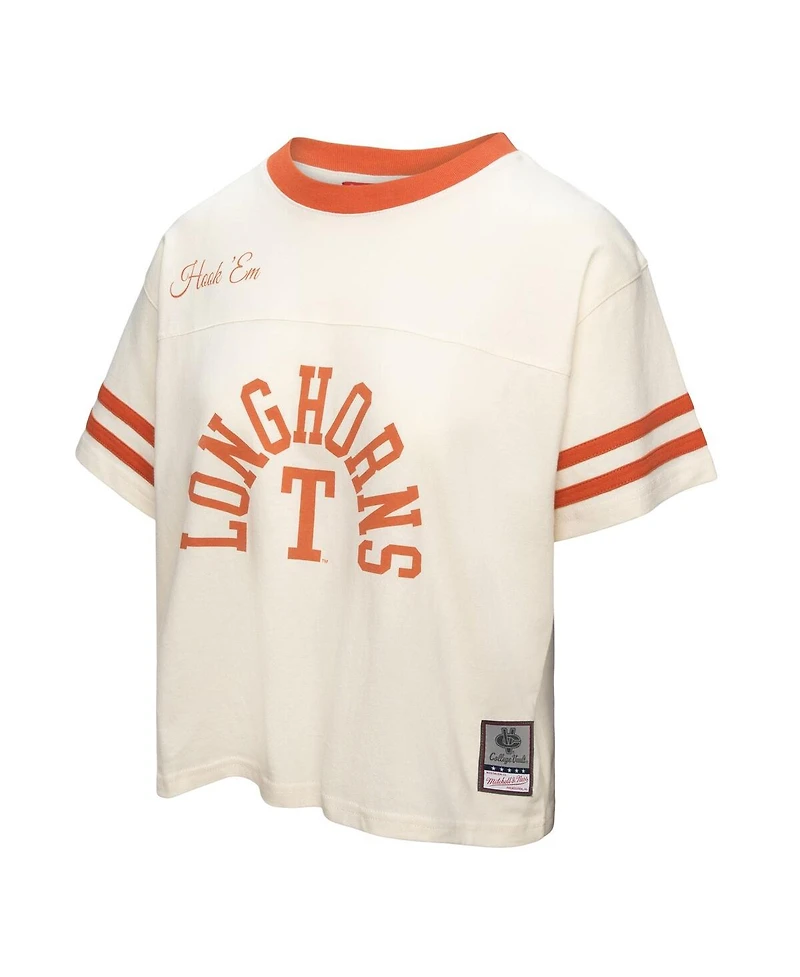 Mitchell & Ness Women's Cream Texas Longhorns Cropped Ringer T-Shirt