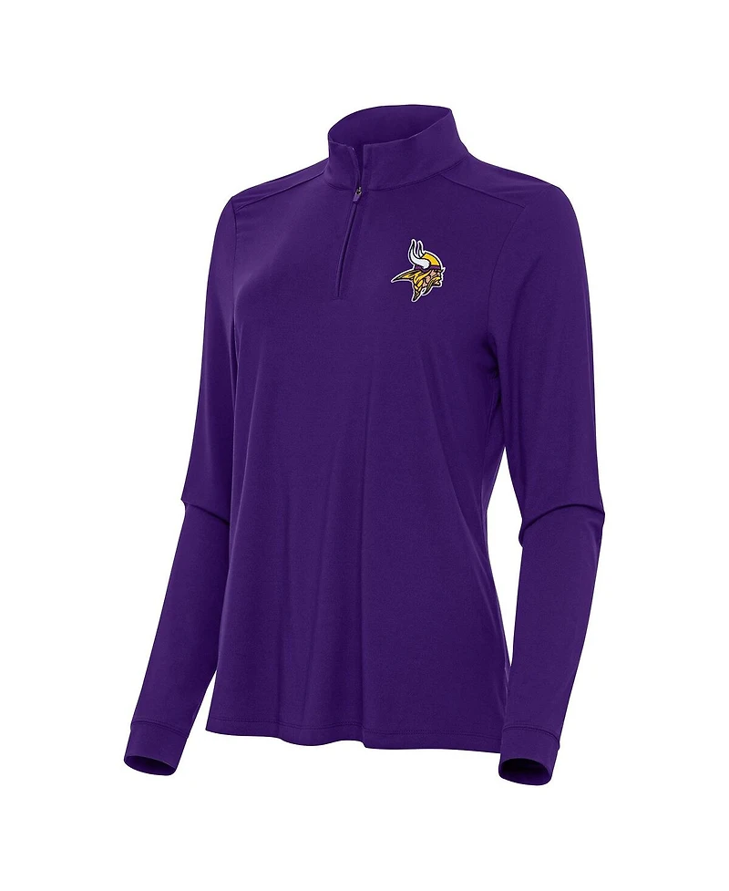 Antigua Women's Purple Minnesota Vikings Intent Quarter-Zip Sweatshirt