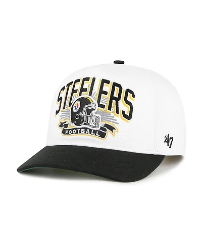 '47 Brand Big Boys and Girls White/Black Pittsburgh Steelers Prime Play Hitch Adjustable Hat
