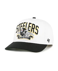 '47 Brand Big Boys and Girls White/Black Pittsburgh Steelers Prime Play Hitch Adjustable Hat