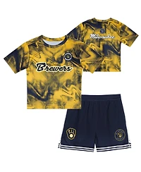 Outerstuff Preschool 2-Piece Gold Milwaukee Brewers Hitter Infielder Set